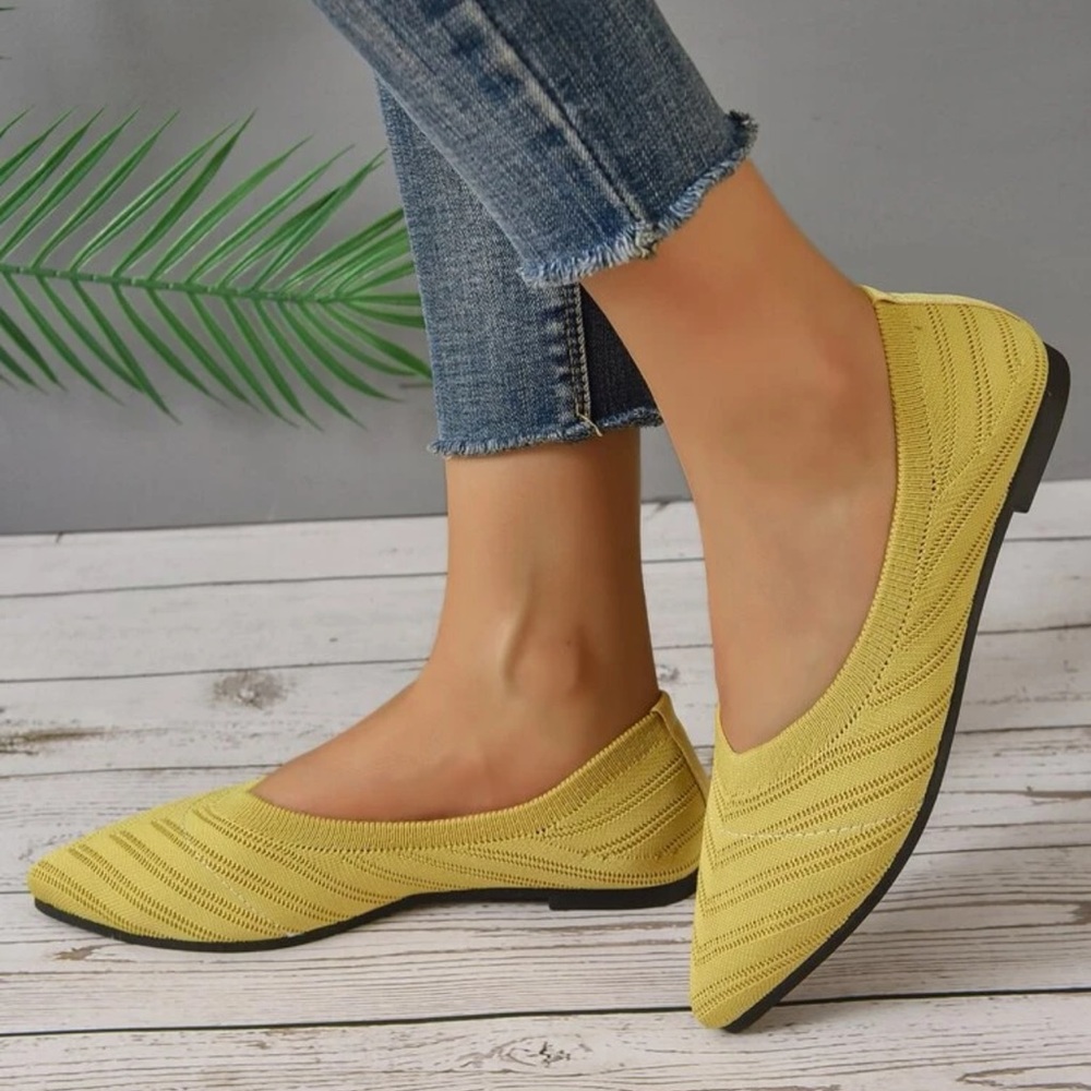 SHEIN Ribbed Point Toe Ballet Flats - Picture 2 of 7